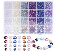 WRITWAA 1 Box Assorted Colour Faux Pearl Beads for Crafts with Holes, Plastic Material, Easy to String, Large Quantity for Home Decor and DIY Jewellery Making