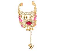 WRITWAA 1 Pair Belly Dance Bracelet Lightweight Metal Wrist with Rhinestone Detail Stretchy Boho Style Dance Costume Accessories for Women and Holiday Performances