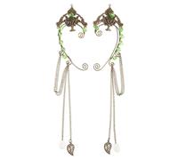 WRITWAA 1 Pair Elf Ear Cuffs for Women: Non Piercing Clip On Cartilage Cuff Dangle Earrings Medieval Fairy Accessories for Halloween Cosplay Medieval Renaissance