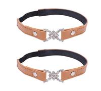 WRITWAA 1 Pair High Heel Shoe Straps for Women Elastic Anti Falling Shoelace with Rhinestone Inlaid Pu Leather Beige Easy to Wear and Take for High Heels