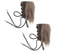 WRITWAA 1 Pair Medieval Faux Wristbands Breathable Pu Material and Lightweight Flexible Fit for Role Play and Historical Reenactments in Autumn and Winter