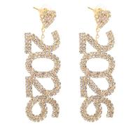 WRITWAA 1 Pair Women's New Year Earrings: 2026 Rhinestone Earrings - Sparkling Elegant Pendants - New Year's Party Jewelry for Women, Golden