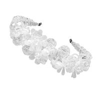WRITWAA 1 Pc Beaded Headband Headpiece Hair Headbands Cute Jewel Beaded Wedding Jeweled Sparkly with Clips Hair Hoop Party s for Women Trendy Alloy White