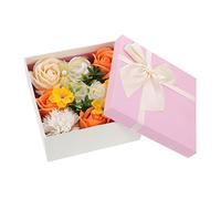 WRITWAA 1 PC Box Artificial Flower Scented Soap Flowers Roses Soap Petals Floral Soap Christmas Decoration Home Decoration Valentine's Day's present Soap Rose Synthetic Material Yellow