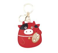WRITWAA 1 Pc The Lucky Cow Keychain Keychain Ox Farm Animals Party Favors Spring Festival Zodiac Animal Cows Print Cute Ox Pendant Key Ring Pu Red