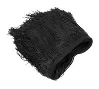 WRITWAA 1 Roll Tassel Dress Fabric Sewing Accessory 10 Yard Black Polyester Delicate Dress Fabric Can Be Cut and Tied Tassel Design Bright Colour for Crafts and Weddings