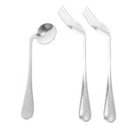 WRITWAA 1 Set Angled Spoon and Fork Ergonomic Eating Utensils for Elderly Adaptive Cutlery for Patients with Hand Mobility Dishwasher Safe Easy Self Feeding
