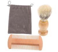 WRITWAA 1 Set Beard Brush Set Pocket Comb Wooden Pocket Comb Beard Shaving Brush Shaving for Men Light Brown Wooden