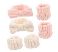 WRITWAA 1 Set Reusable Spa Headbands for Women Soft Bow Design Facial Headband and Wristbands for Makeup Face Washing Elastic Hairband Powder