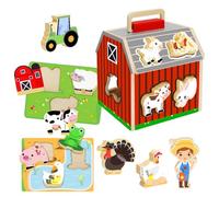 WRITWAA 1 Set Wooden Barn Puzzles: Montessori Sorting Barn Puzzle - Wooden Brain Teaser For Preschoolers Brain Teaser For Children Hand-Eye Coordination