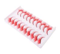 WRITWAA 10 Pairs False Eyelashes Cosplay Lashes Artificial Fiber Red Cat Eye, Single Cluster Structure, Curl Retaining, Dramatic Natural Wispy for Shows and Livestreams