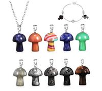 WRITWAA 10 Pcs Natural Crystal Mushroom Charms Pendant for DIY Jewelry Making Multi-color Mushroom Pendants for Bracelets Necklaces Earrings Lightweight and Accessories Random Color