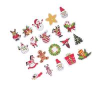 WRITWAA 100pcs Christmas Assorted Wood Buttons for Crafts Featuring Excellent Workmanship and Shapes, for Headwear and Art Projects with Synthetic Materials