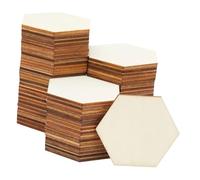 WRITWAA 100pcs Hexagon Wooden Slices DIY Craft Material Natural Wood Boards for Painting Ornaments Home Decoration Wood Craft Supplies