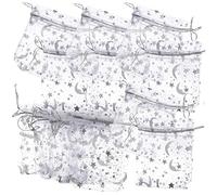 WRITWAA 100Pcs Moon Stars Organza Drawstring Bags Mesh Favor Pouches for Weddings Birthdays Parties Lightweight Candy Treats Packaging for and Special Occasions