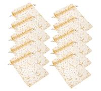 WRITWAA 100pcs Organza Drawstring Bags Moon Star Design Small Mesh Jewelry Pouches for Favors and Candy Packaging