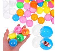 WRITWAA 100pcs Vending Machine Capsules 1. 49" Gumball Machine Capsule - Small Empty Balls Clear Colored Plastic Gumball Containers for Prizes, Easter, Candy Party Favors