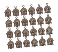 WRITWAA 100pcs Vintage Tibetan Buddha Head Spacer Beads Metal Alloy Charms with Pre-drilled Holes for Bracelet Making Supplies DIY Jewelry Crafting
