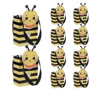 WRITWAA 10pcs Bee Themed Small Paper Bags for Showers and Celebrations, Strong and Practical Candy Treat Boxes with Charming and Unique Design