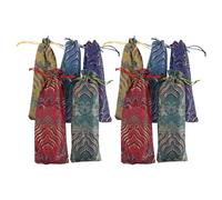 WRITWAA 10pcs Cloth Pouches with Drawstring Closure, Soft and Protective Material, Elegant Chinese Style Embroidered Design, for Packaging and Parties
