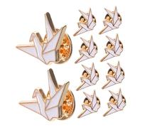 WRITWAA 10pcs Cute Cartoon Brooch Pins Vintage Brooches for Women Fashion Accessory Origami Crane Design