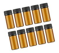 WRITWAA 10pcs Dark Brown Mini Glass Bottles with Grain Lid and Hole Plug Small Vials for Essential Oils Chemistry Samples Perfumes Portable Refillable