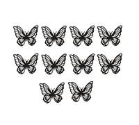 WRITWAA 10pcs Double Layer Butterfly Embroidery Patches, Black Polyester Appliques, Easy to Use and Sew, for Sewing and Dress Decoration