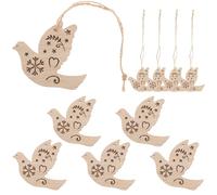 WRITWAA 10Pcs Double-Layer Wooden Peace Dove Ornaments Christmas Cutouts for DIY Holiday Crafts and Indoor Decoration