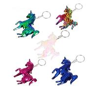 WRITWAA 10pcs Double-Sided Shiny Sequin Keychains Colorful Unicorn Backpack Hanging Pendants Creative Key Rings for Boys and Girls and Adults