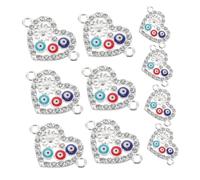WRITWAA 10pcs Evil Eye Heart Charms for Bracelet and Necklace Making Alloy Evil Eye Pendants for Jewelry Craft Meaningful Charms for Keychains and Adornments