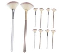 WRITWAA 10pcs Fan-shaped Makeup Brushes for Powder Highlighter and Essence Application Portable Aesthetician Tools for Travel and Touch-ups