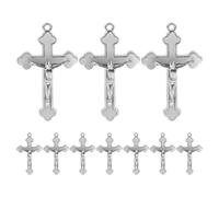 WRITWAA 10pcs Jesus Cross Pendant Metal Charm with Modern Artistic Twist and Versatile Compatibility for DIY Jewellery Making and Keychain Accessories