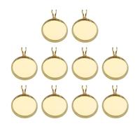WRITWAA 10pcs Multi-purpose Copper Pendant Making Trays with Retro V-shaped round Bezel Pendant Trays for DIY Jewelry Making and Creating Novelty in Golden Colour