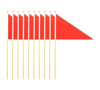 WRITWAA 10pcs Red Triangular Marking Flags with Bamboo Poles for Lawn, Garden, and Construction Site Markers, Yard and Landscape Flag Set for Outdoor Use