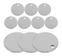 WRITWAA 10pcs Stainless Steel Blank Dog Tags for Engraving, Round Stamping Blanks with Hole, Silver Metal Pendant for Pet Id, Anti-Scratch and Sturdy Tags for Necklace or Collar