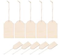 WRITWAA 10pcs Unpainted Wooden Tags for Christmas Tree Hanging, Blank Wood DIY Craft Tags with Arch Shape, Natural Wooden Xmas Tree Pendants for Holiday Decoration