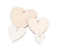WRITWAA 110Pcs Heart Shape Wood Slices with Holes, Unfinished Wood Craft Cutouts for Valentine DIY Painting, Mixed Sizes 30-80Mm with 10M Natural Jute Rope for Wedding and Romantic