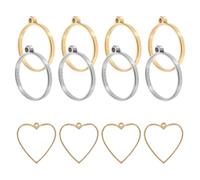 WRITWAA 12pcs Bezel Pendants for Resin Stainless Steel Open Back Bezels round Heart Shapes Elegant Design Versatile Accessory for Creative Project DIY Making