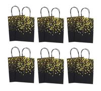 WRITWAA 12pcs Black Paper Party Bags Large Capacity Tote Wrapping Pouches with Simple Design, Odourless and Sturdy for Travel and Party Favour Wrapping