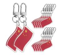 WRITWAA 12pcs Chinese National Flag Keychains: Acrylic China Flag Keyring For Festival Decorations - Patriotic Bag Pendant Charms For Souvenir Presents