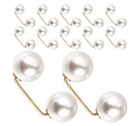 WRITWAA 12pcs No-sew Waist Tightening Hem Clips for Clothes and Apparel, White Alloy Adjustable Pearl Decorative Pins for Pants, Jeans, Shirts and Sweaters