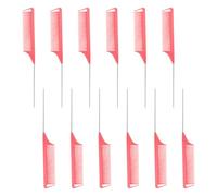 WRITWAA 12Pcs Pink Plastic Pintail Hairdressing Comb Set with Highlight Tail Brush, Barber Haircut Combs for Professional Hair Styling and Salon Use