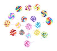 WRITWAA 12pcs Polymer Clay Candy Lollipop Charms for DIY Hair Decoration and Earrings, Mixed Cute Fun Style Accessories for Crafting and Phone Case Decor