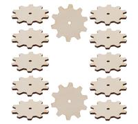WRITWAA 12pcs Shaped Wood Decorations Hanging Rustic Natural Wood DIY Painting Gear Design Holiday Blank Tags for Christmas Family Activities