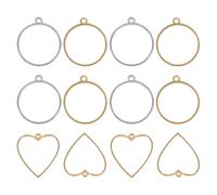 WRITWAA 12pcs Stainless Steel Open Bezel Charms for Resin Jewelry Pendants and Heart Shapes, Secure Gem Setting and Sturdy Design, for DIY Crafting and Pendant Making