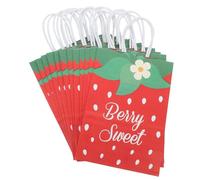 WRITWAA 12pcs Strawberry Tote Bags Paper Party Favor Bags with Handles Cute Fruit Pattern Sweet Goody for Birthday Holiday Snack Treats