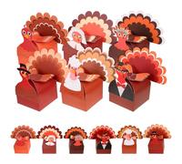 WRITWAA 12pcs Thanksgiving Treat Boxes Turkey Goodies Candy Containers Fall Harvest Party Boxes for Thanksgiving Party Favors Family Gatherings