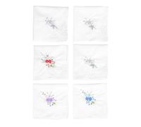 WRITWAA 12Pcs White Cotton Handkerchiefs with Floral Embroidery and Lace Edge, Small Washable Napkins for Dining Table, Women’S Soft Cotton Embroidered Towels for Everyday Use Random Style