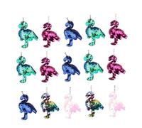WRITWAA 15pcs Double-Sided Reflective Flamingo Sequin Keychains Shiny Key Rings for Bags and Car Accessories Random Color Party Supplies