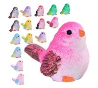 WRITWAA 16pcs Resin Miniature Bird Figurines Set, Adorable Tiny Decorative Birds for Garden and Tabletop, Multi-Color Moss Landscape Accessories for Home and Outdoor